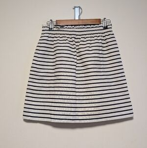 J.Crew Navy Stripe Linen Blend Skirt Size 2 Elastic Waist Coastal Tomato Girl